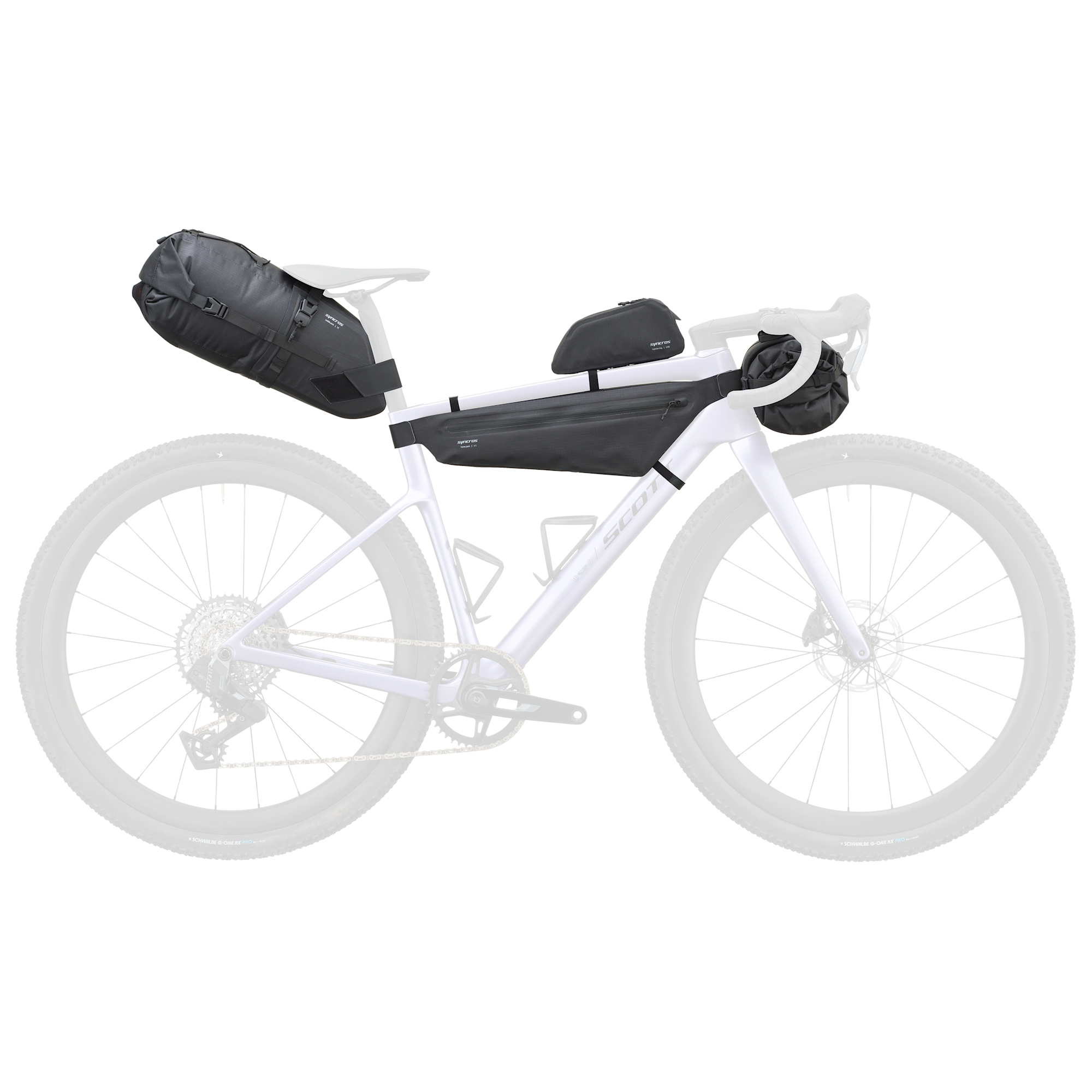 Scott Addict Gravel mit komplettem Syncros Bikepacking Taschen Setup